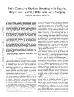 Fully-Corrective Gradient Boosting with Squared Hinge: Fast Learning
  Rates and Early Stopping