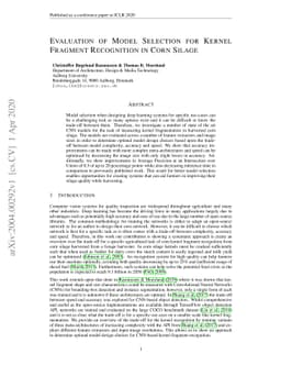 Evaluation of Model Selection for Kernel Fragment Recognition in Corn
  Silage