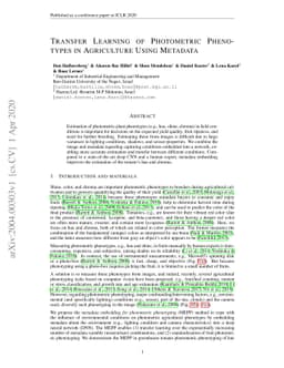 Transfer Learning of Photometric Phenotypes in Agriculture Using
  Metadata