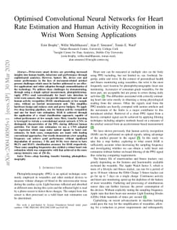 Optimised Convolutional Neural Networks for Heart Rate Estimation and
  Human Activity Recognition in Wrist Worn Sensing Applications