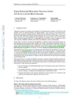 Igbo-English Machine Translation: An Evaluation Benchmark