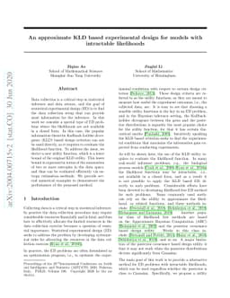 An approximate KLD based experimental design for models with intractable
  likelihoods