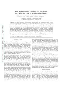 Safe Reinforcement Learning via Projection on a Safe Set: How to Achieve
  Optimality?