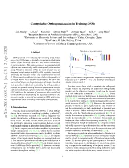 Controllable Orthogonalization in Training DNNs