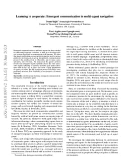Learning to cooperate: Emergent communication in multi-agent navigation
