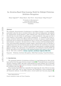 An Attention-Based Deep Learning Model for Multiple Pedestrian
  Attributes Recognition