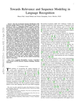Towards Relevance and Sequence Modeling in Language Recognition