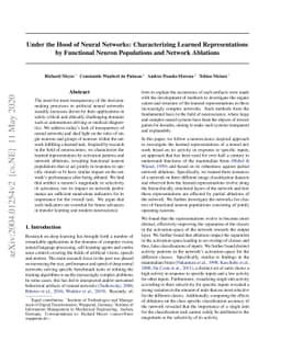 Under the Hood of Neural Networks: Characterizing Learned
  Representations by Functional Neuron Populations and Network Ablations