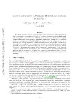 While Stability Lasts: A Stochastic Model of Non-Custodial Stablecoins
