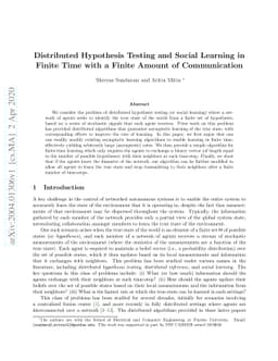 Distributed Hypothesis Testing and Social Learning in Finite Time with a
  Finite Amount of Communication