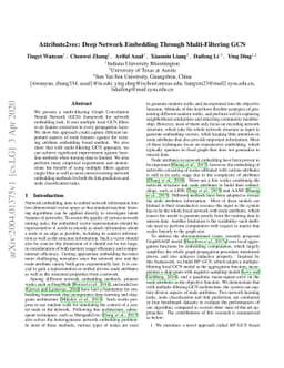 Attribute2vec: Deep Network Embedding Through Multi-Filtering GCN