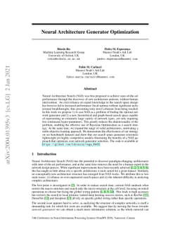 Neural Architecture Generator Optimization