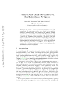 Intrinsic Point Cloud Interpolation via Dual Latent Space Navigation