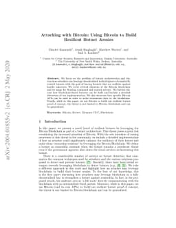 Attacking with bitcoin: Using Bitcoin to Build Resilient Botnet Armies