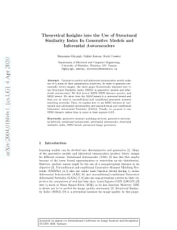 Theoretical Insights into the Use of Structural Similarity Index In
  Generative Models and Inferential Autoencoders