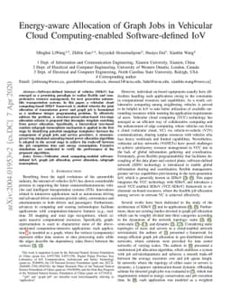 Energy-aware Allocation of Graph Jobs in Vehicular Cloud
  Computing-enabled Software-defined IoV