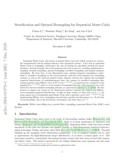 Stratification and Optimal Resampling for Sequential Monte Carlo