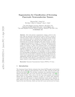 Segmentation for Classification of Screening Pancreatic Neuroendocrine
  Tumors