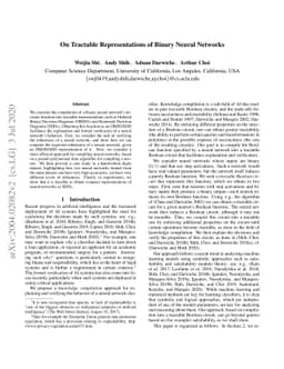 On Tractable Representations of Binary Neural Networks