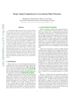 Deeply Aligned Adaptation for Cross-domain Object Detection