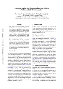 Syntax-driven Iterative Expansion Language Models for Controllable Text
  Generation