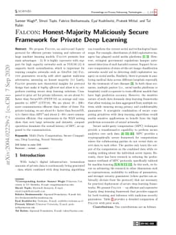 FALCON: Honest-Majority Maliciously Secure Framework for Private Deep
  Learning