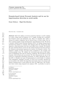 Domain-based Latent Personal Analysis and its use for impersonation
  detection in social media