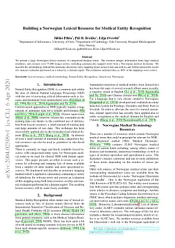 Building a Norwegian Lexical Resource for Medical Entity Recognition