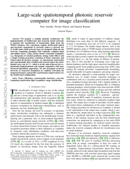 Large-scale spatiotemporal photonic reservoir computer for image
  classification