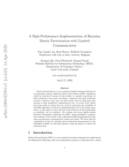 A High-Performance Implementation of Bayesian Matrix Factorization with
  Limited Communication