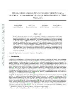 Establishing strong imputation performance of a denoising autoencoder in
  a wide range of missing data problems