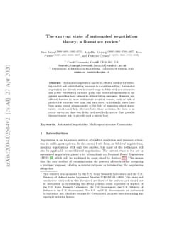 The current state of automated negotiation theory: a literature review