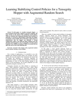 Learning Stabilizing Control Policies for a Tensegrity Hopper with
  Augmented Random Search