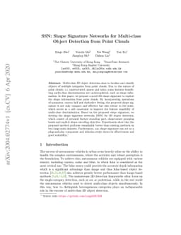 SSN: Shape Signature Networks for Multi-class Object Detection from
  Point Clouds