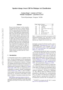 Speaker-change Aware CRF for Dialogue Act Classification