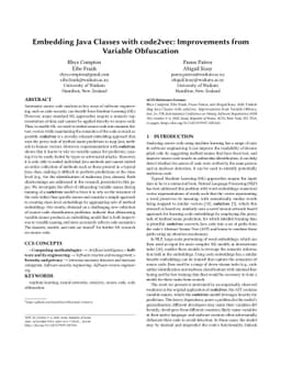 Embedding Java Classes with code2vec: Improvements from Variable
  Obfuscation