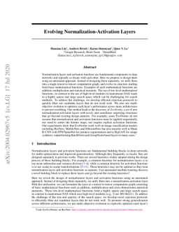 Evolving Normalization-Activation Layers