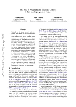 The Role of Pragmatic and Discourse Context in Determining Argument
  Impact
