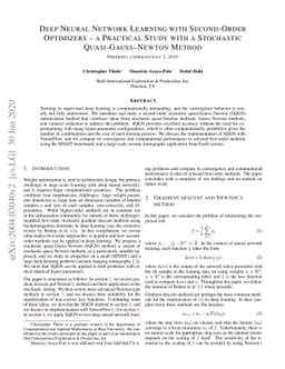 Deep Neural Network Learning with Second-Order Optimizers -- a Practical
  Study with a Stochastic Quasi-Gauss-Newton Method