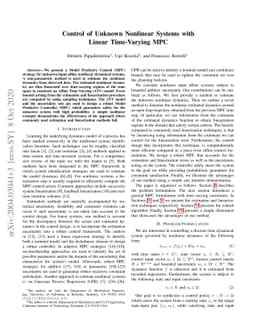 Control of Unknown Nonlinear Systems with Linear Time-Varying MPC