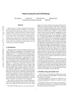 Depth Sensing Beyond LiDAR Range