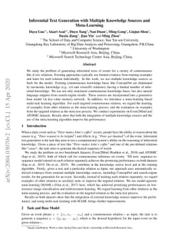 Inferential Text Generation with Multiple Knowledge Sources and
  Meta-Learning