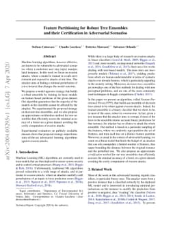 Feature Partitioning for Robust Tree Ensembles and their Certification
  in Adversarial Scenarios
