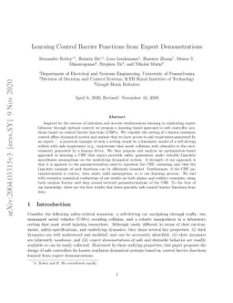 Learning Control Barrier Functions from Expert Demonstrations
