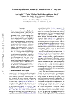 Windowing Models for Abstractive Summarization of Long Texts