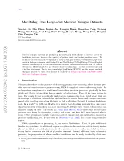MedDialog: Two Large-scale Medical Dialogue Datasets