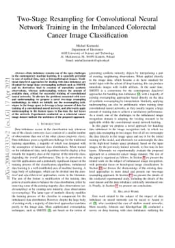 Two-Stage Resampling for Convolutional Neural Network Training in the
  Imbalanced Colorectal Cancer Image Classification
