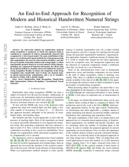 An End-to-End Approach for Recognition of Modern and Historical
  Handwritten Numeral Strings