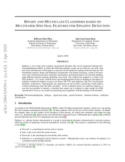 Binary and Multiclass Classifiers based on Multitaper Spectral Features
  for Epilepsy Detection