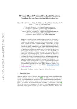 Orthant Based Proximal Stochastic Gradient Method for
  $\ell_1$-Regularized Optimization
